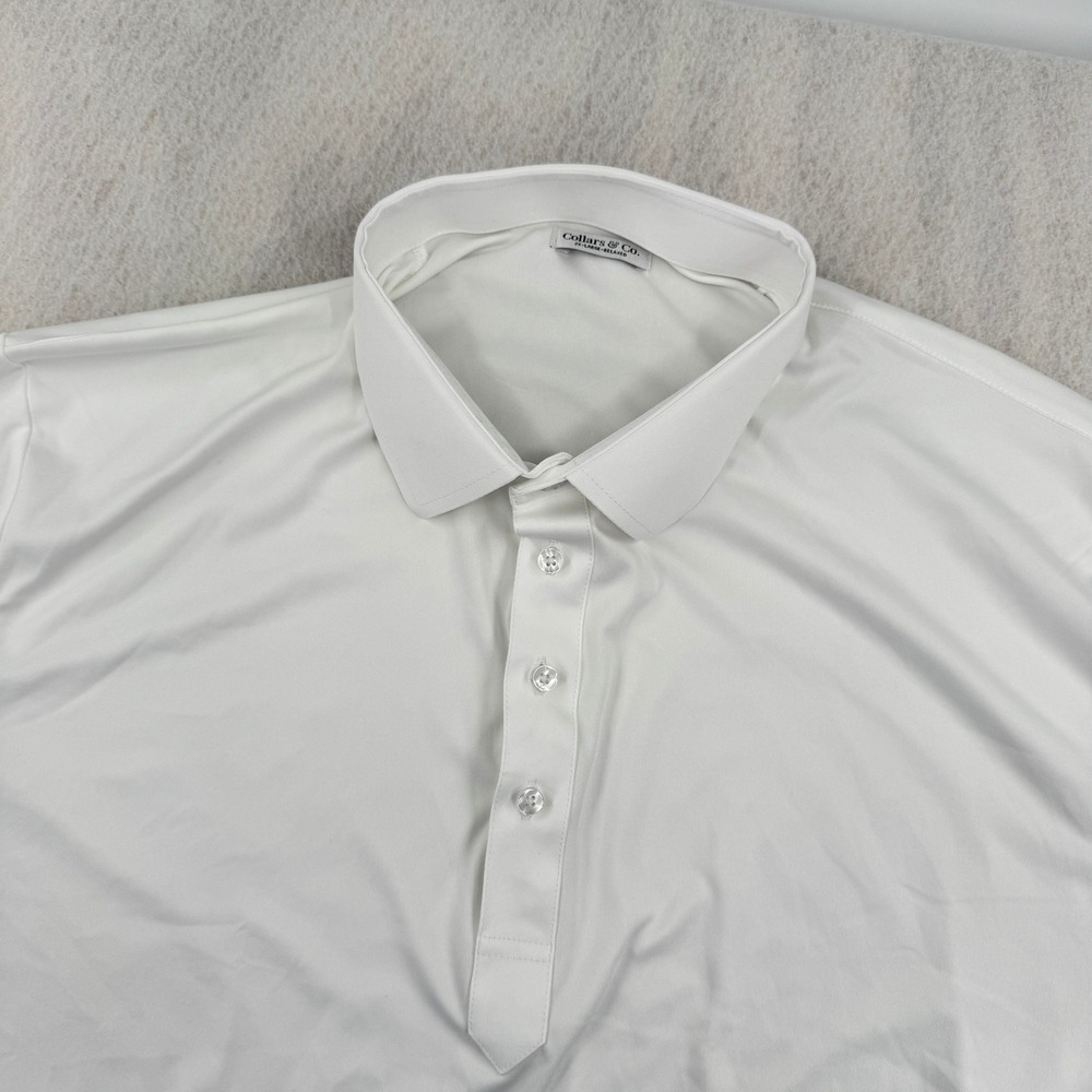 Collars & Co Dress Collar Polo Mens 2XL Relaxed White Short Sleeve Lightweight